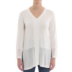 MaxMara Weekend Canale Sheer Knit V Neck Tunic Long Sleeve Sweater Top S NWT
